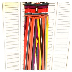 MULTICOLOR STRIPED SLEEVELESS JUMPSUIT 2X